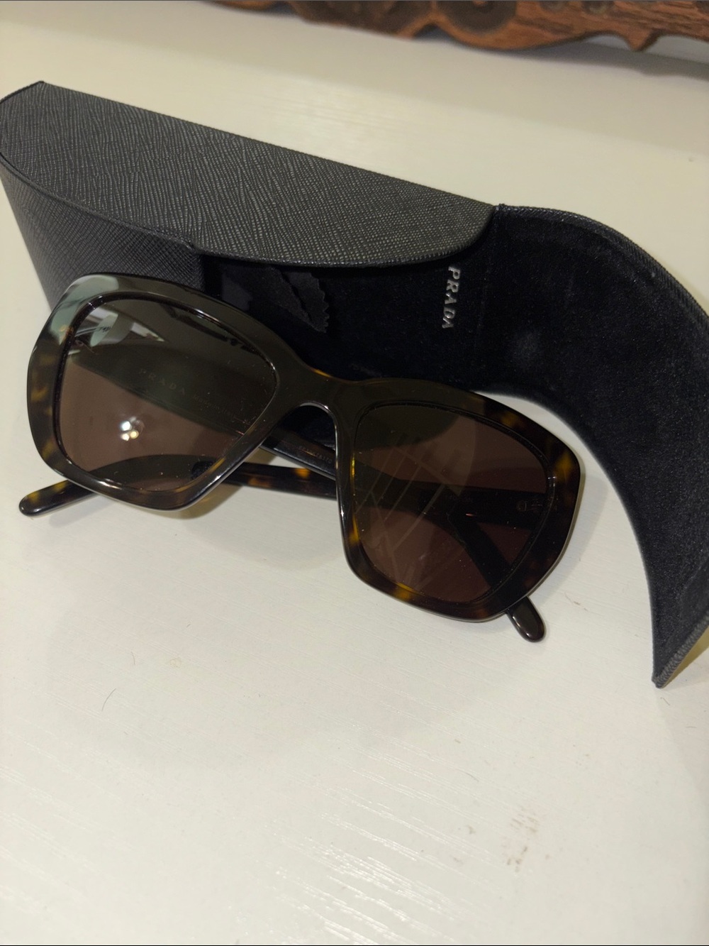 Prada Oversized Tortoiseshell Sunglasses with Brown Lenses
